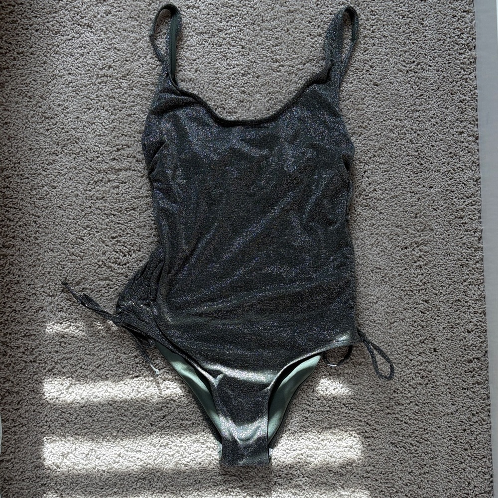 Xhilaration Shimmery Black One-Piece Swimsuit